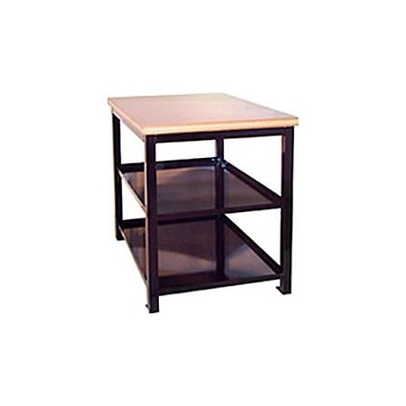 Built Rite Br Built-Rite Double Shelf Shop Stand, Maple Butcher Block Square Edge, 18"W x 24"D x 36"H, Beige S212C94-BG